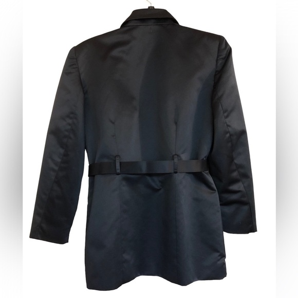 Vintage Black Satin Trench Style Coat by Russ - Picture 9 of 10